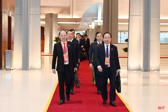 Đoàn Hà Tĩnh và các đoàn đại biểu dự phiên thảo luận tại hội trường 