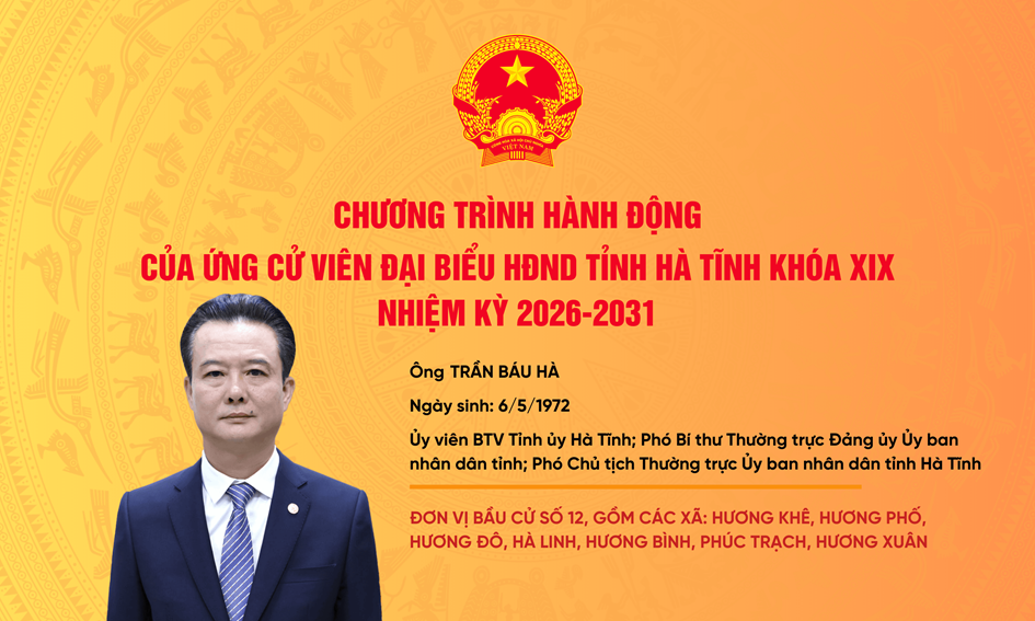  Chương trình hành động của ứng cử viên đại biểu HĐND tỉnh Hà Tĩnh khóa XIX Trần Báu Hà