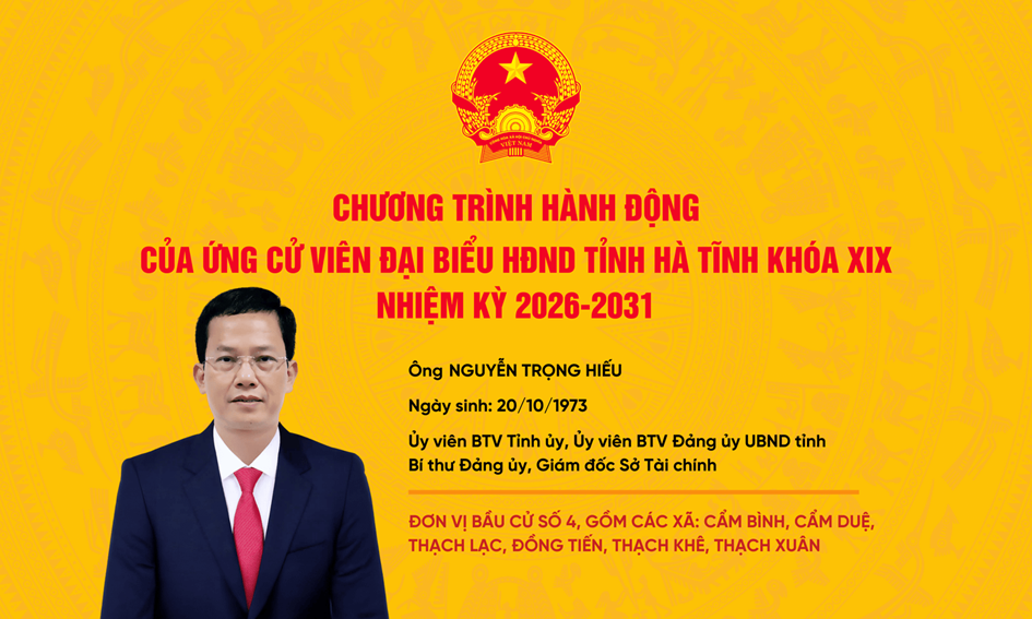 Chương trình hành động của ứng cử viên đại biểu HĐND tỉnh Hà Tĩnh khóa XIX Nguyễn Trọng Hiếu