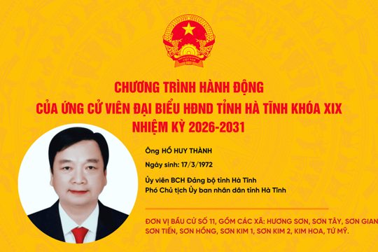  Chương trình hành động của ứng cử viên đại biểu HĐND tỉnh Hà Tĩnh khóa XIX Hồ Huy Thành 